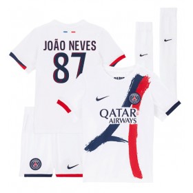 Dětské fotbalový komplet Paris Saint-Germain Joao Neves #87 Venkovní košile 2024-25 Krátkým Rukávem